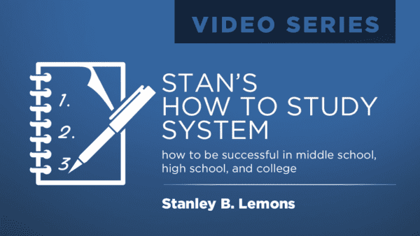 A blue and white graphic with the title of stan 's how to study system.