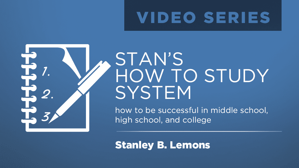 A blue and white graphic with the title of stan 's how to study system.