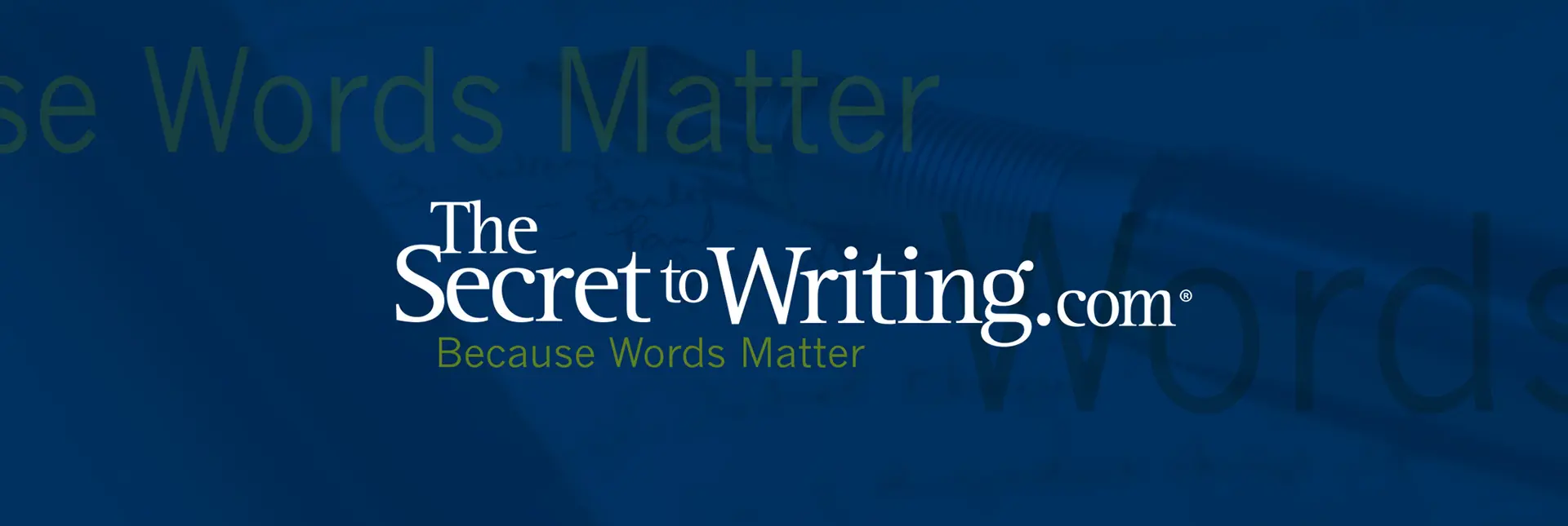 A blue background with the words " the secret to writing."