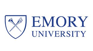 A blue and white logo of emory university.