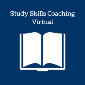 Book icon and text: Study Skills Coaching Virtual