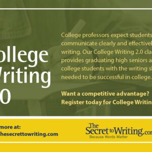 A poster advertising the college writing course.
