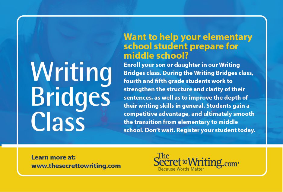 A poster advertising the writing bridges class.