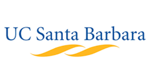 A blue and yellow logo for santa barb