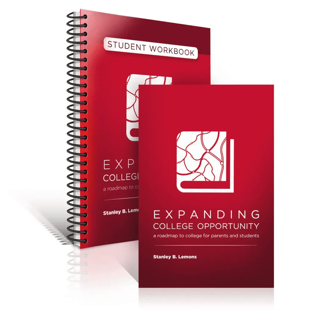 A red book and spiral bound book with the words " expanding college opportunity."
