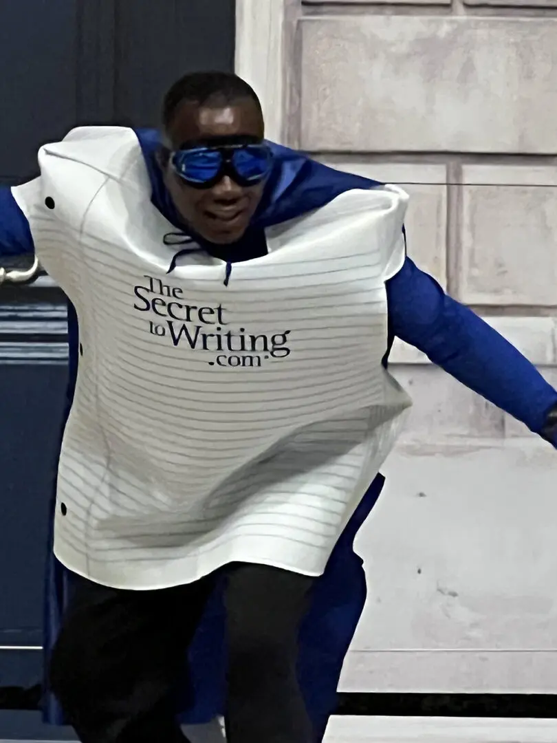 A man in a costume is running
