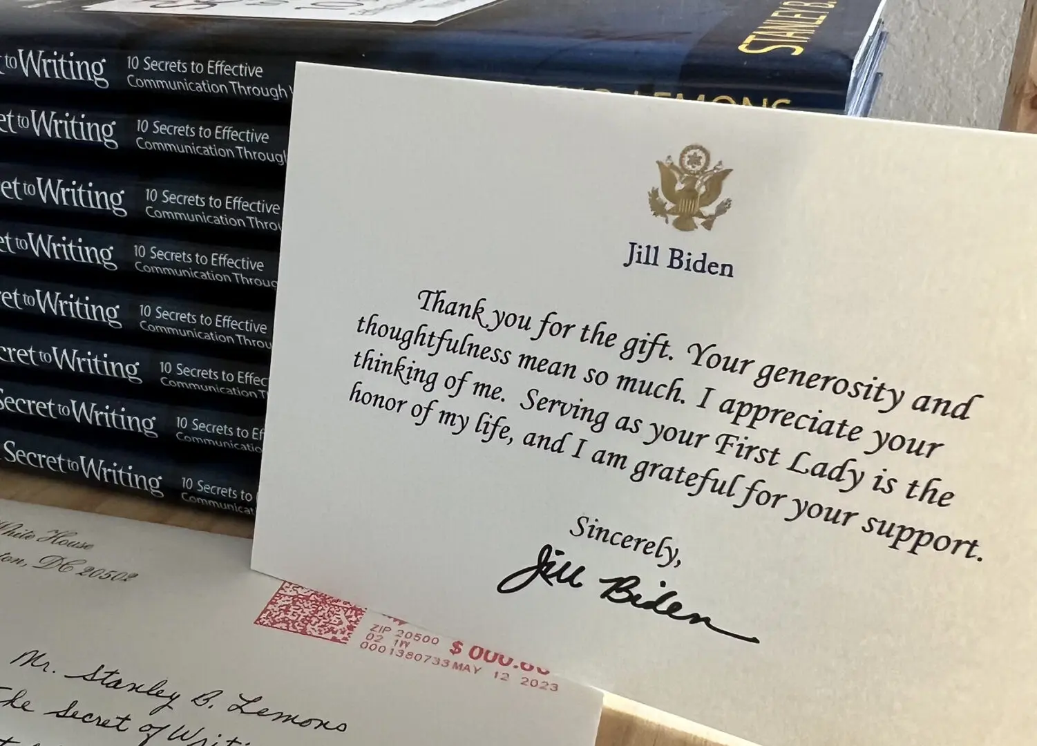 A thank you note from the president of the united states.
